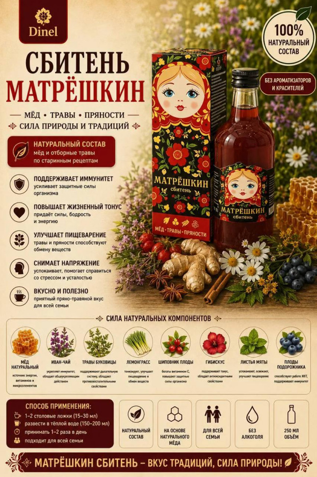  Сбитень Матрёшкин, 250мл  в Черемхове